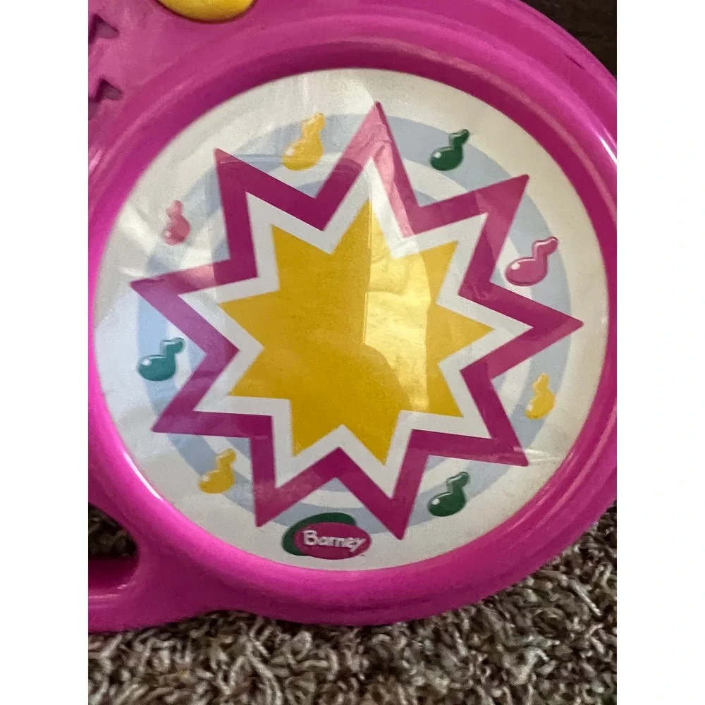 Vintage 1998‎ Playskool Barney Electronic Drum Set Musical Toy Hasbro Pink 5701